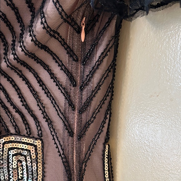 Vijiv Black and Gold Sequin 1920’s Flapper Mini Dress size M - Picture 11 of 12